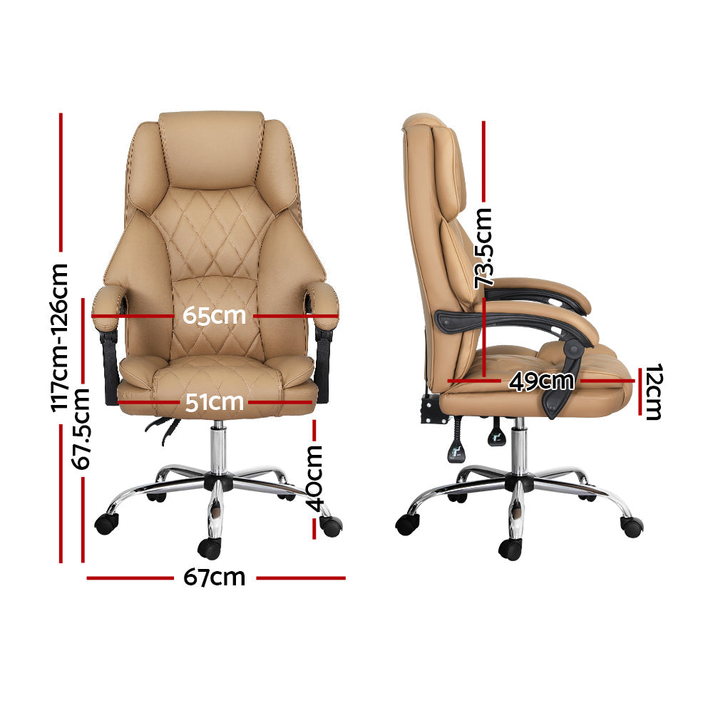 Artiss Executive Office Chair Leather Recliner Espresso Artiss