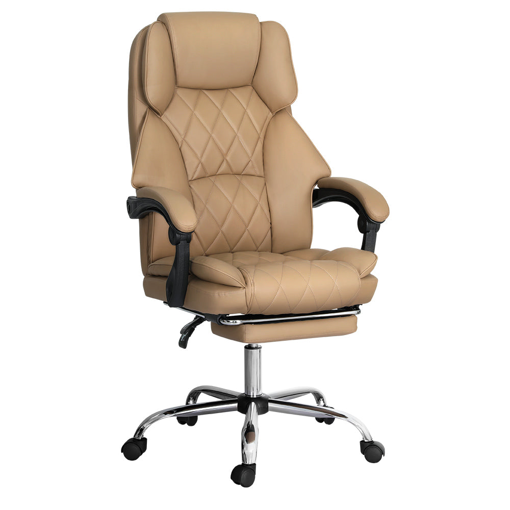 Artiss Executive Office Chair Leather Footrest Espresso Artiss