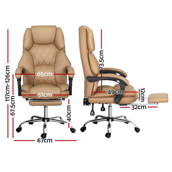 Artiss Executive Office Chair Leather Footrest Espresso Artiss