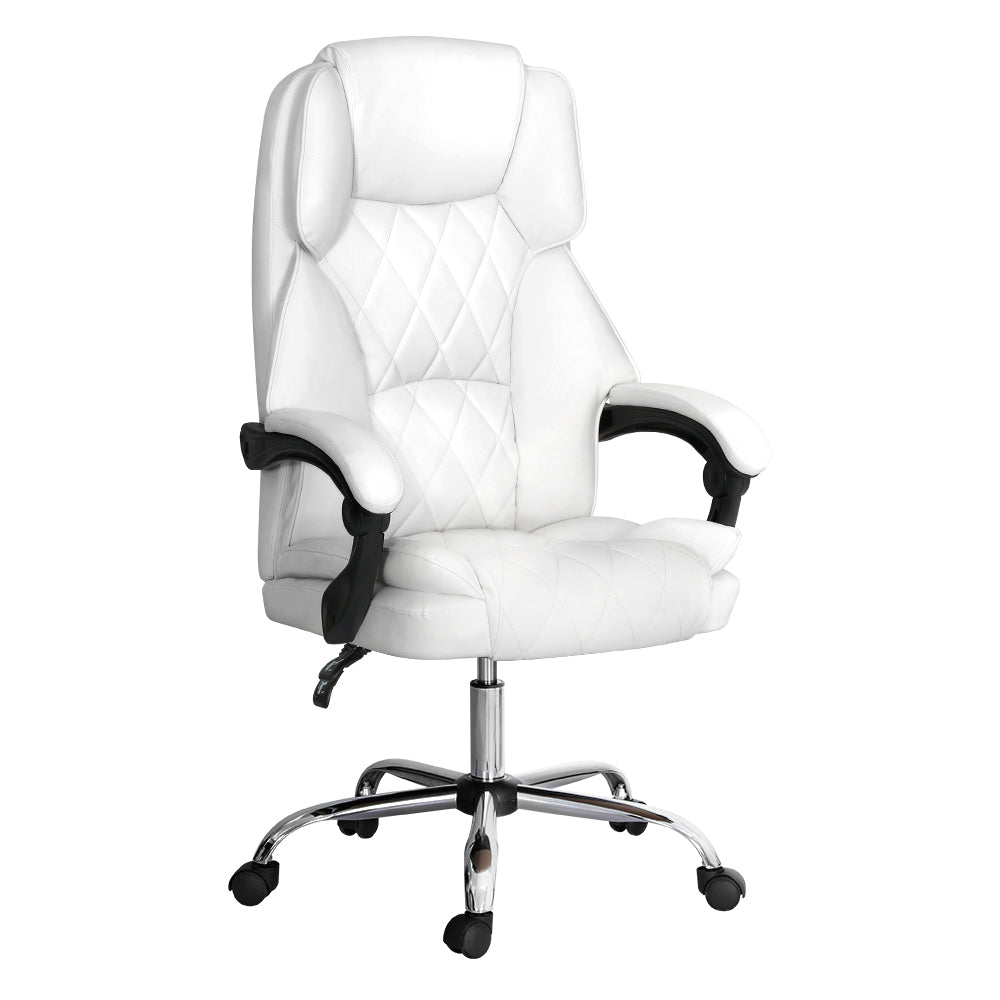 Artiss Executive Office Chair Leather Recliner White Artiss