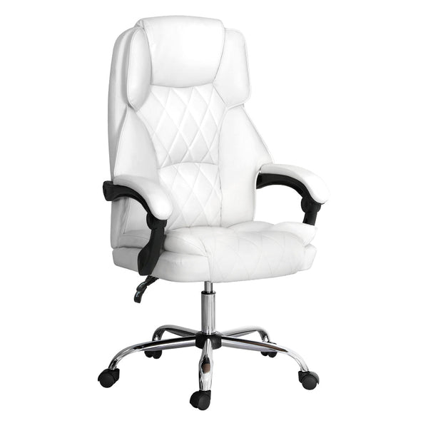Artiss Executive Office Chair Leather Recliner White Artiss