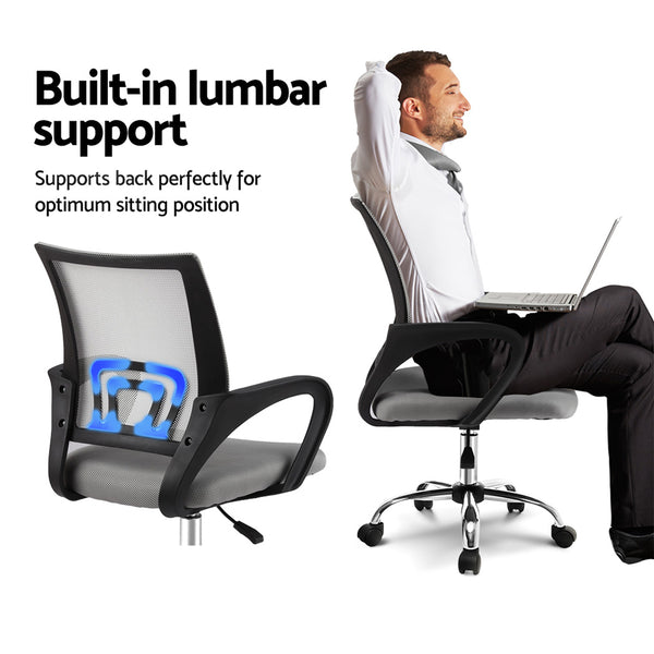 Artiss Office Chair Executive Mid Back - Grey freeshipping - Awezingly