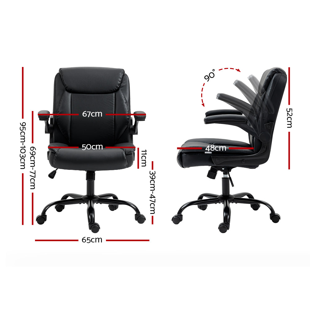 Artiss Office Chair Leather Computer Desk Chairs Executive Gaming Study Black Artiss