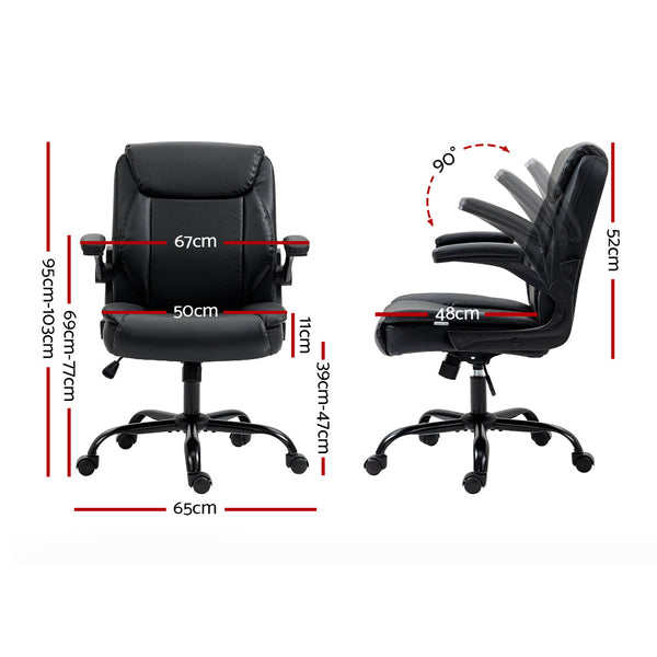 Artiss Office Chair Leather Computer Desk Chairs Executive Gaming Study Black Artiss