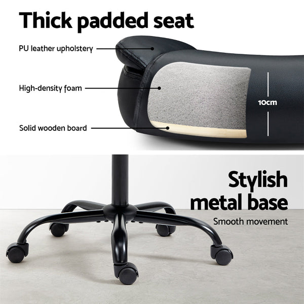 Artiss Office Chair Leather Computer Desk Chairs Executive Gaming Study Black Artiss