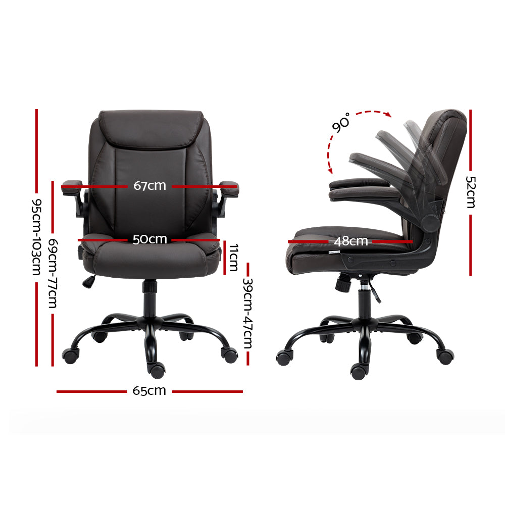 Artiss Office Chair Gaming Computer Executive Chairs Leather Tilt Swivel Brown Artiss