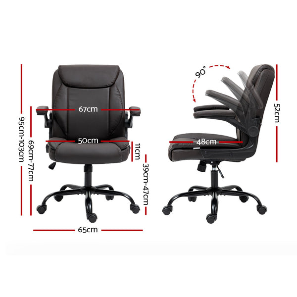 Artiss Office Chair Gaming Computer Executive Chairs Leather Tilt Swivel Brown Artiss