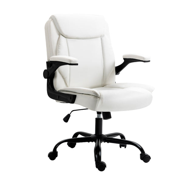 Artiss Office Chair Leather Computer Executive Chairs Gaming Study Desk White Artiss