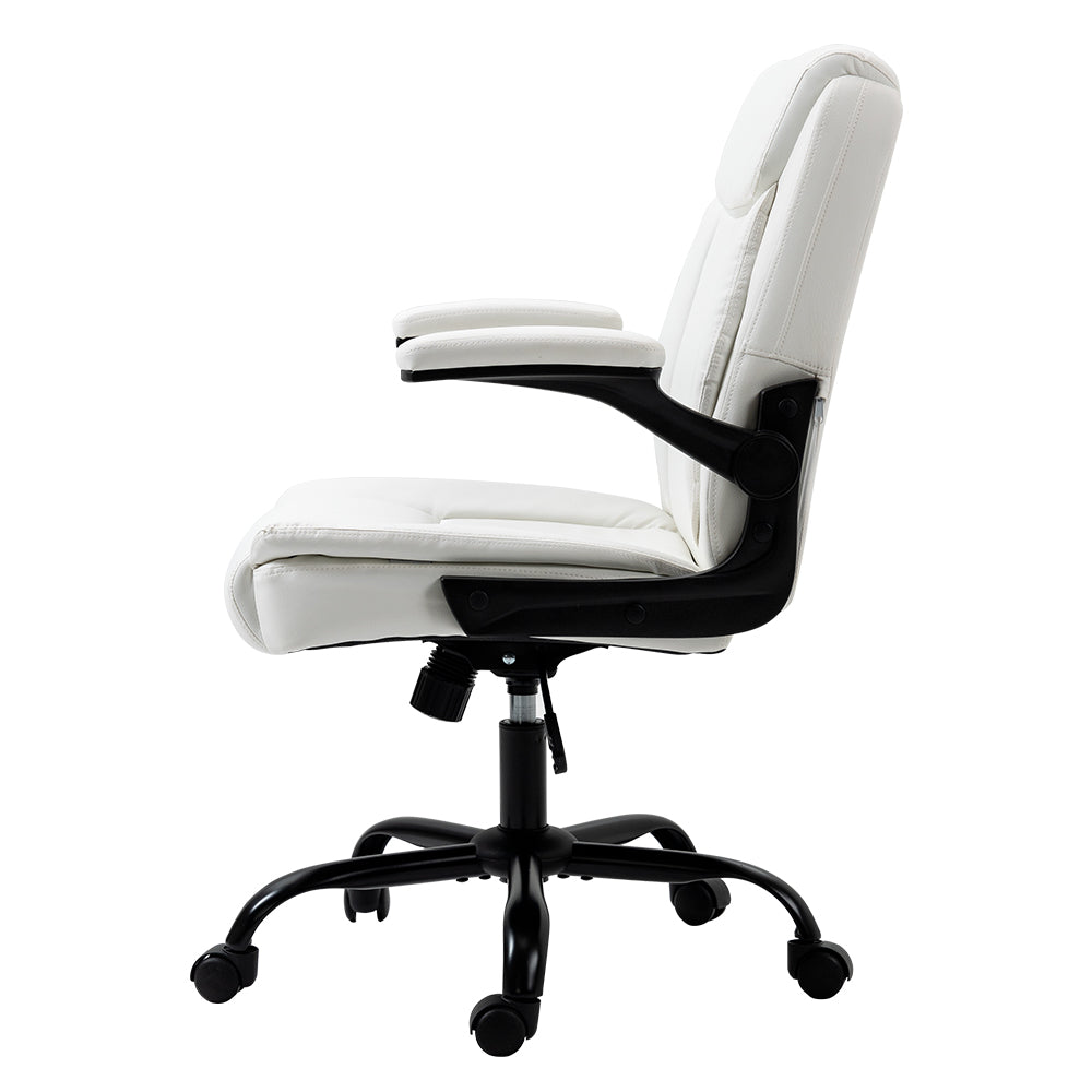 Artiss Office Chair Leather Computer Executive Chairs Gaming Study Desk White Artiss