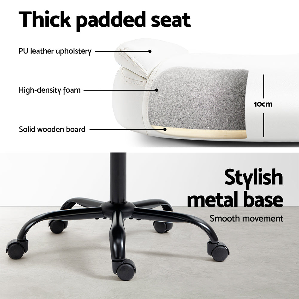 Artiss Office Chair Leather Computer Executive Chairs Gaming Study Desk White Artiss