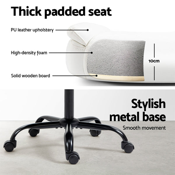 Artiss Office Chair Leather Computer Executive Chairs Gaming Study Desk White Artiss