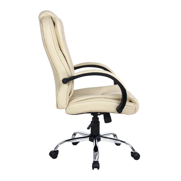 Executive PU Leather Office Desk Computer Chair - Beige Artiss
