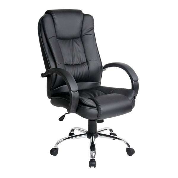 Executive PU Leather Office Desk Computer Chair - Black Artiss