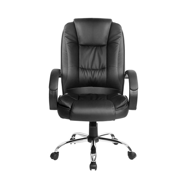 Executive PU Leather Office Desk Computer Chair - Black Artiss