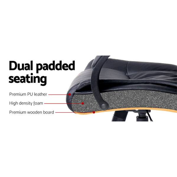 Executive PU Leather Office Desk Computer Chair - Black Artiss