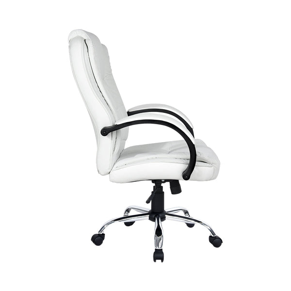 PU Leather Padded Office Desk Computer Chair - White Artiss