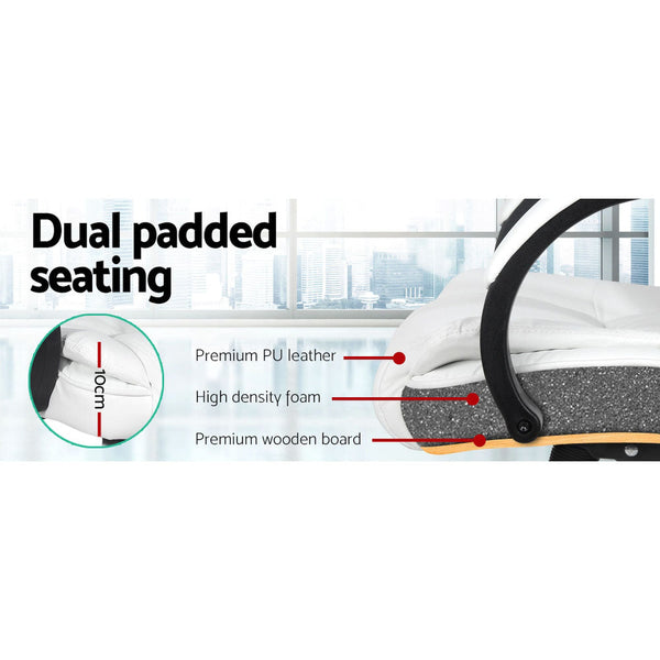 PU Leather Padded Office Desk Computer Chair - White Artiss