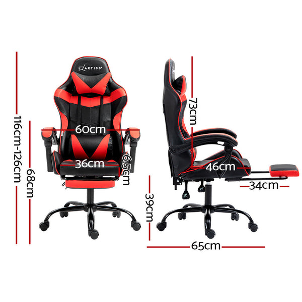 Artiss Office Chair Gaming Computer Executive Chairs Racing Seat Recliner Red Artiss