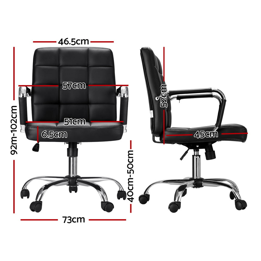 Artiss Office Chair PU Leather Mid Back Black Artiss