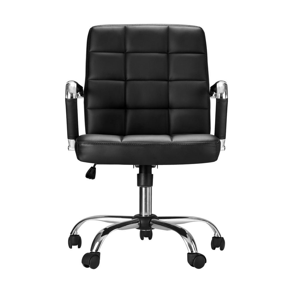 Artiss Office Chair PU Leather Mid Back Black Artiss