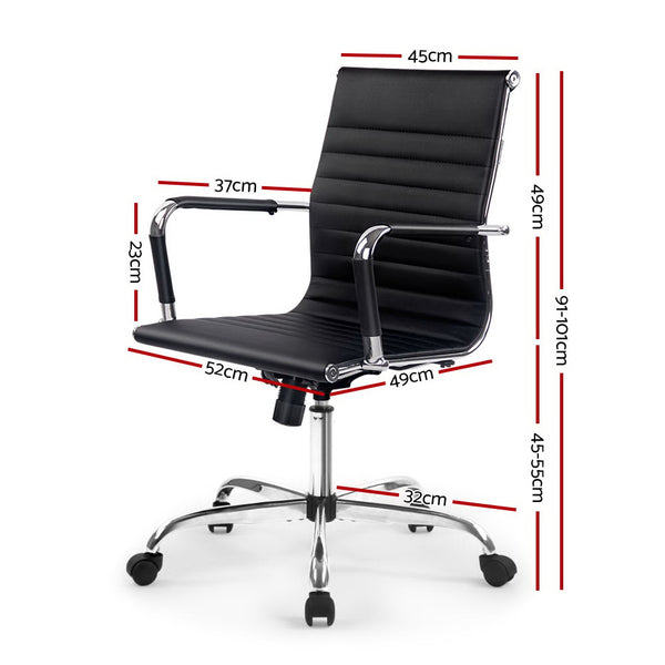 Eames Replica Office Chair Executive Mid Back Seating PU Leather Black freeshipping - Awezingly