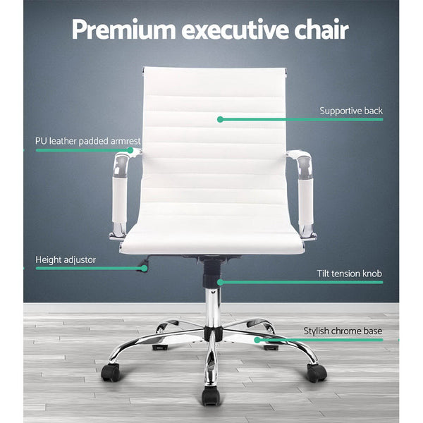 Eames Replica Office Chair PU Leather White freeshipping - Awezingly