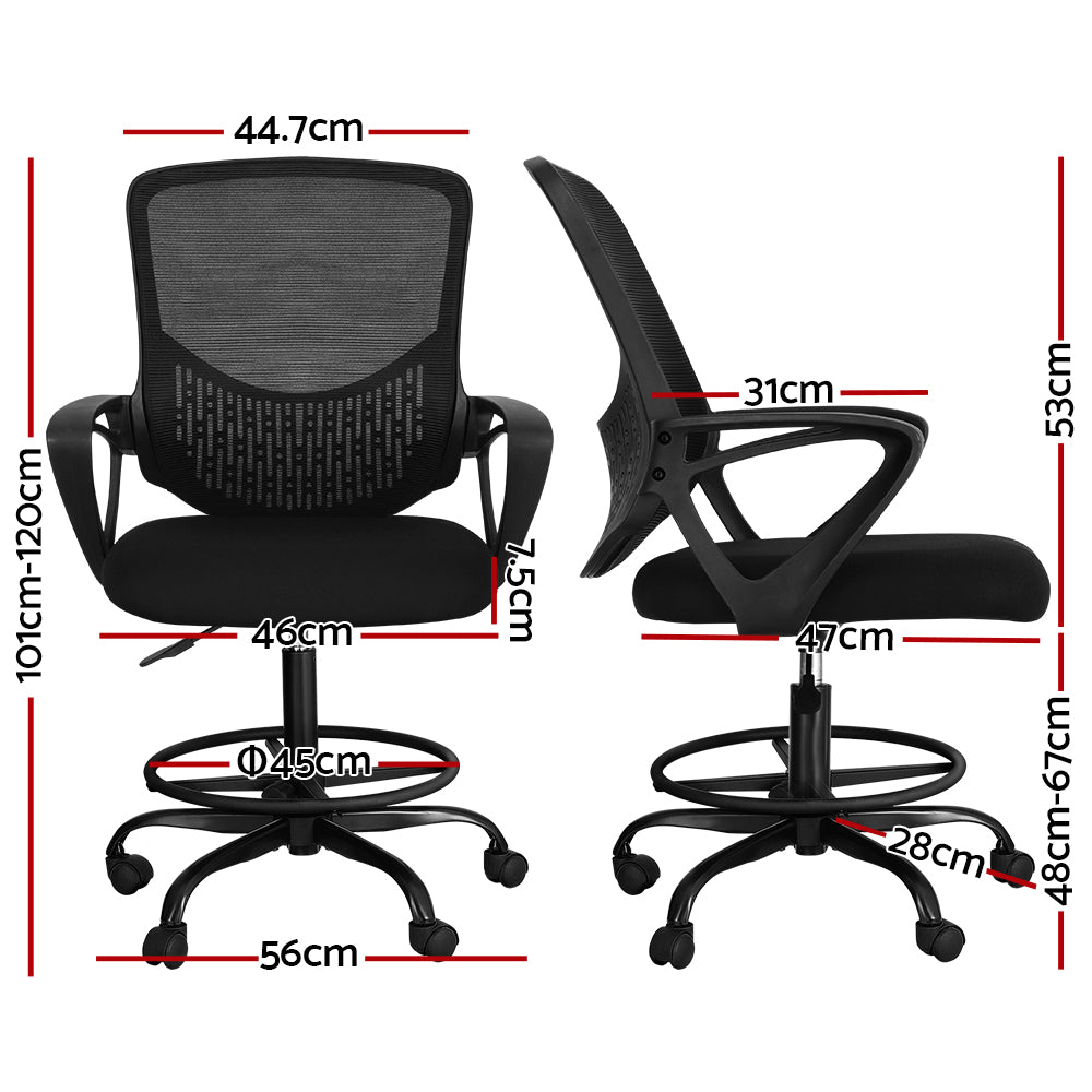 Artiss Office Chair Drafting Stool Computer Standing Desk Mesh Chairs Black Artiss