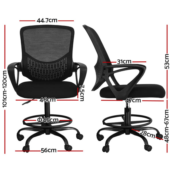 Artiss Office Chair Drafting Stool Computer Standing Desk Mesh Chairs Black Artiss