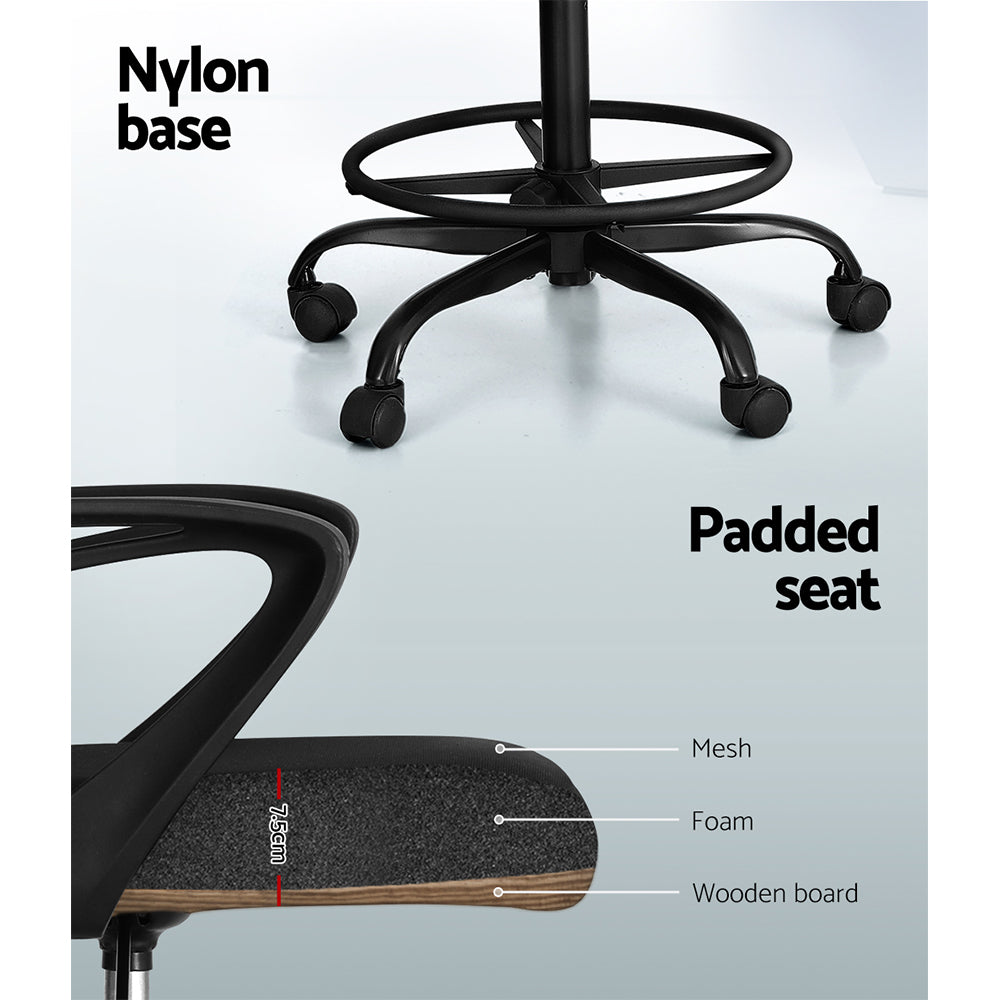 Artiss Office Chair Drafting Stool Computer Standing Desk Mesh Chairs Black Artiss