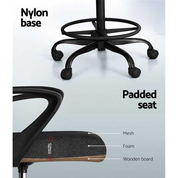 Artiss Office Chair Drafting Stool Computer Standing Desk Mesh Chairs Black Artiss