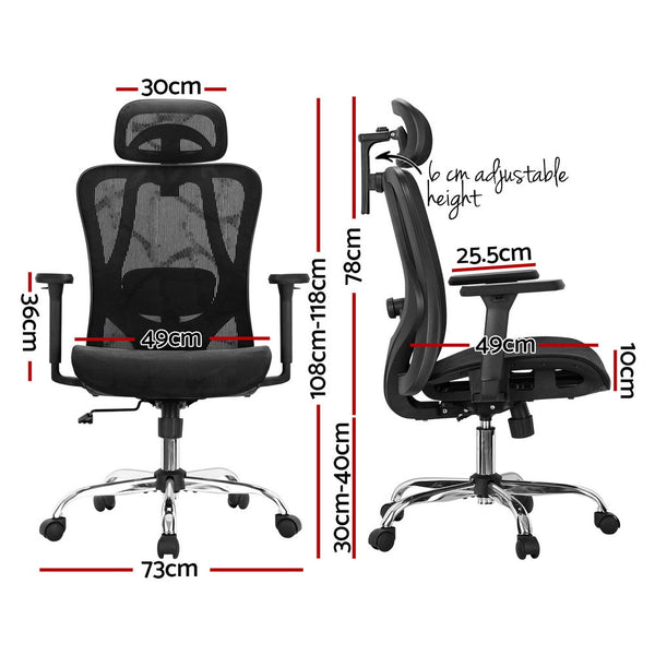 Artiss Ergonomic Office Chair Recline Black Artiss