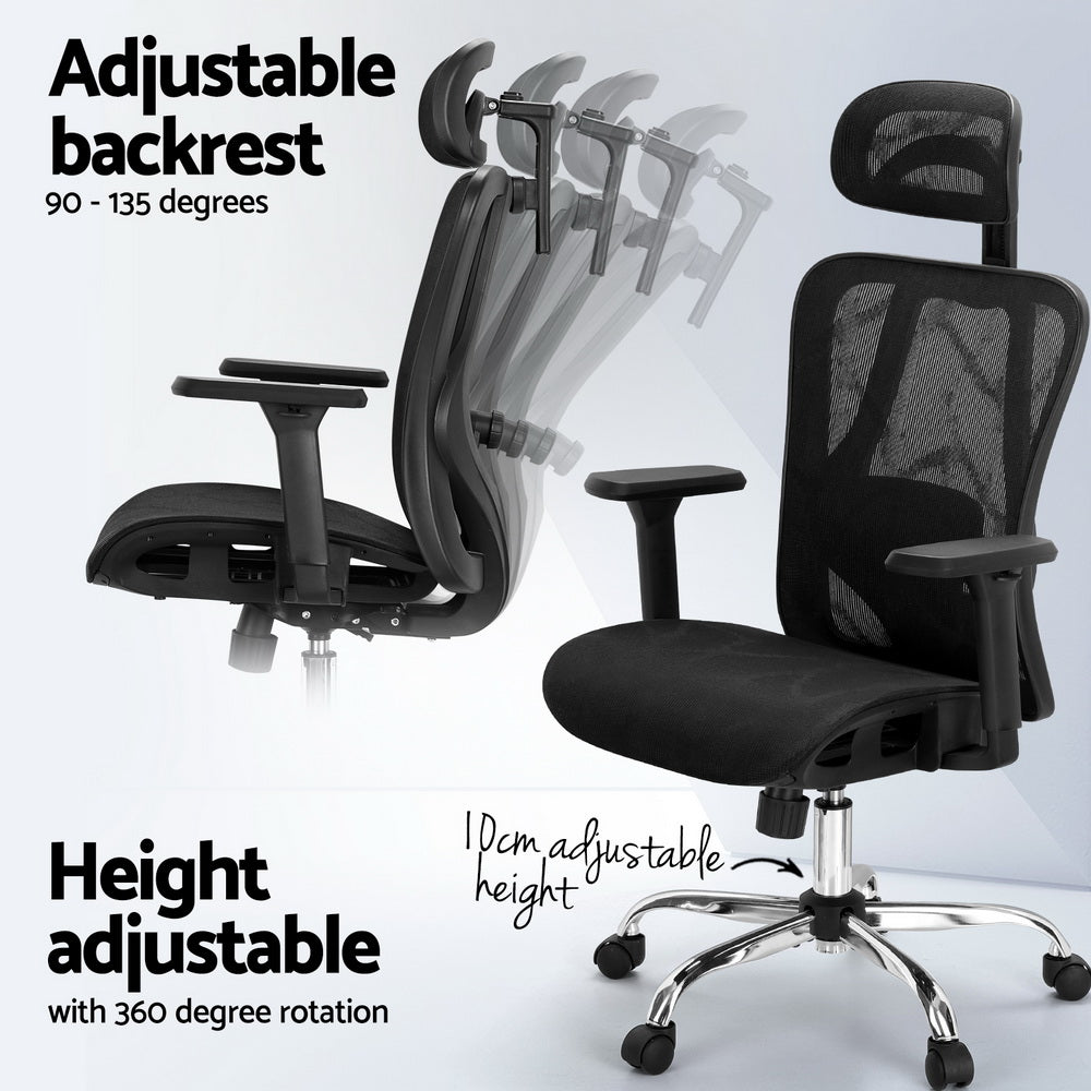 Artiss Ergonomic Office Chair Recline Black Artiss