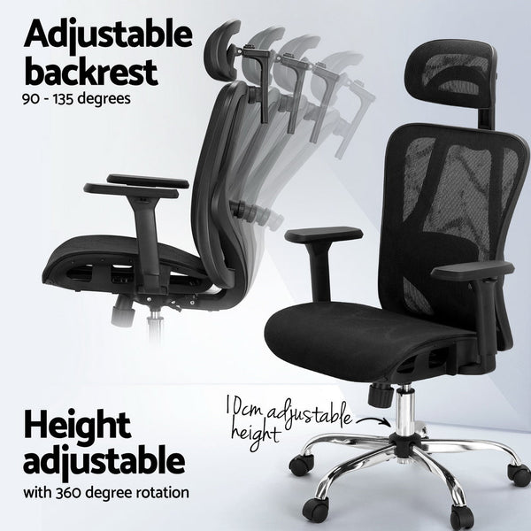 Artiss Ergonomic Office Chair Recline Black Artiss