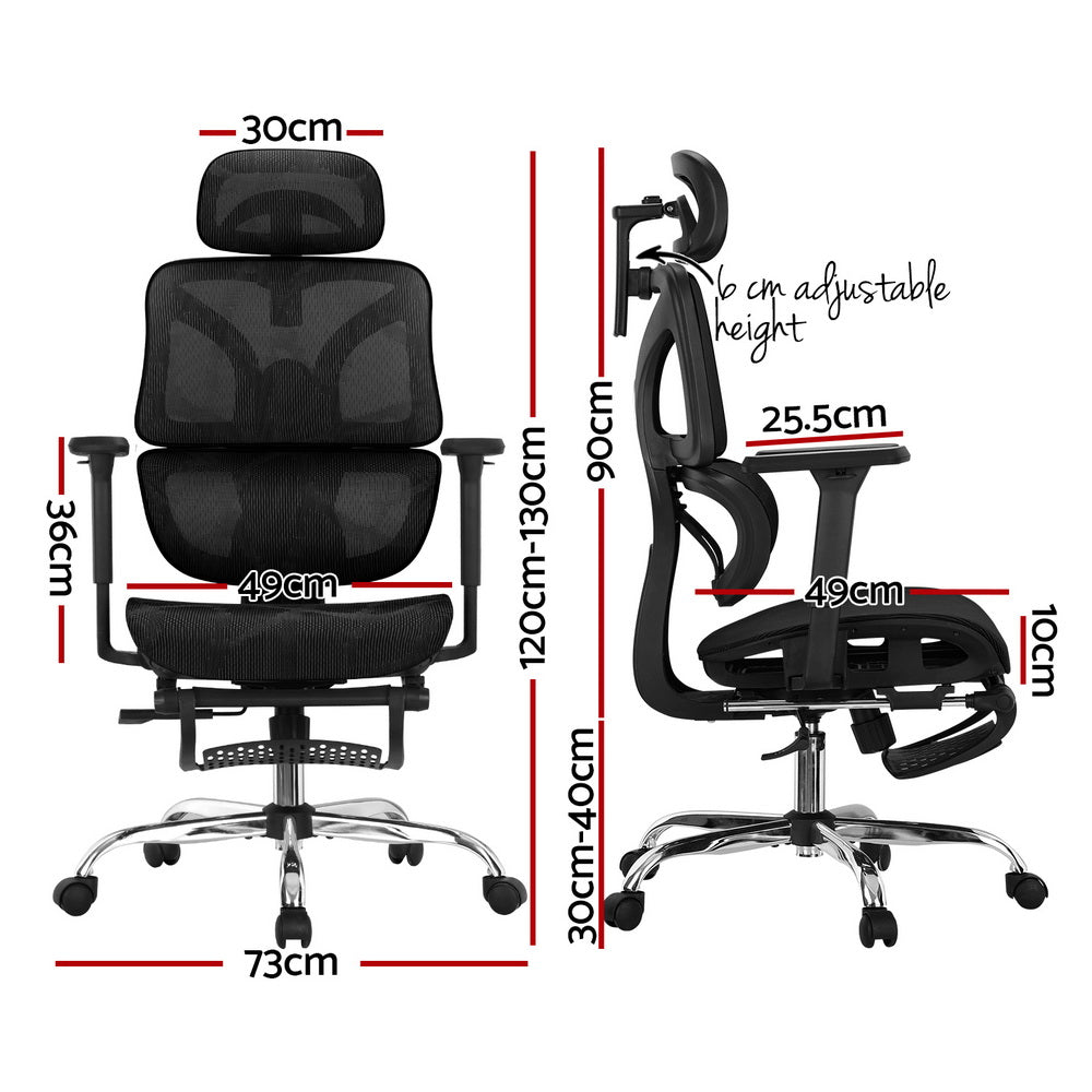 Artiss Ergonomic Office Chair Footrest Black Artiss