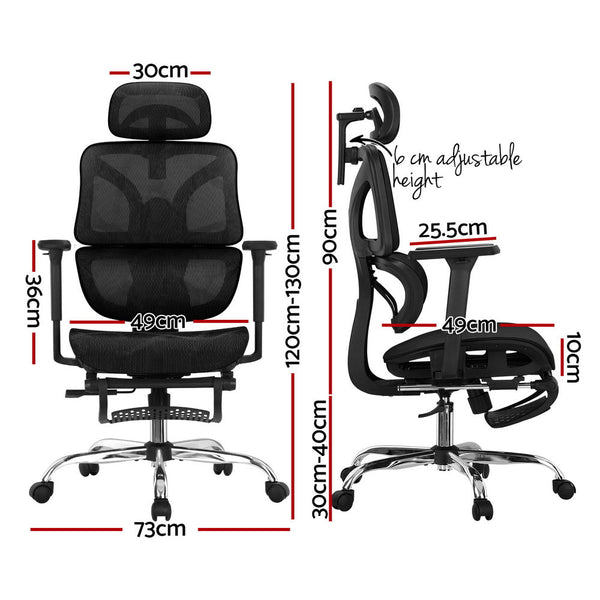 Artiss Ergonomic Office Chair Footrest Black Artiss