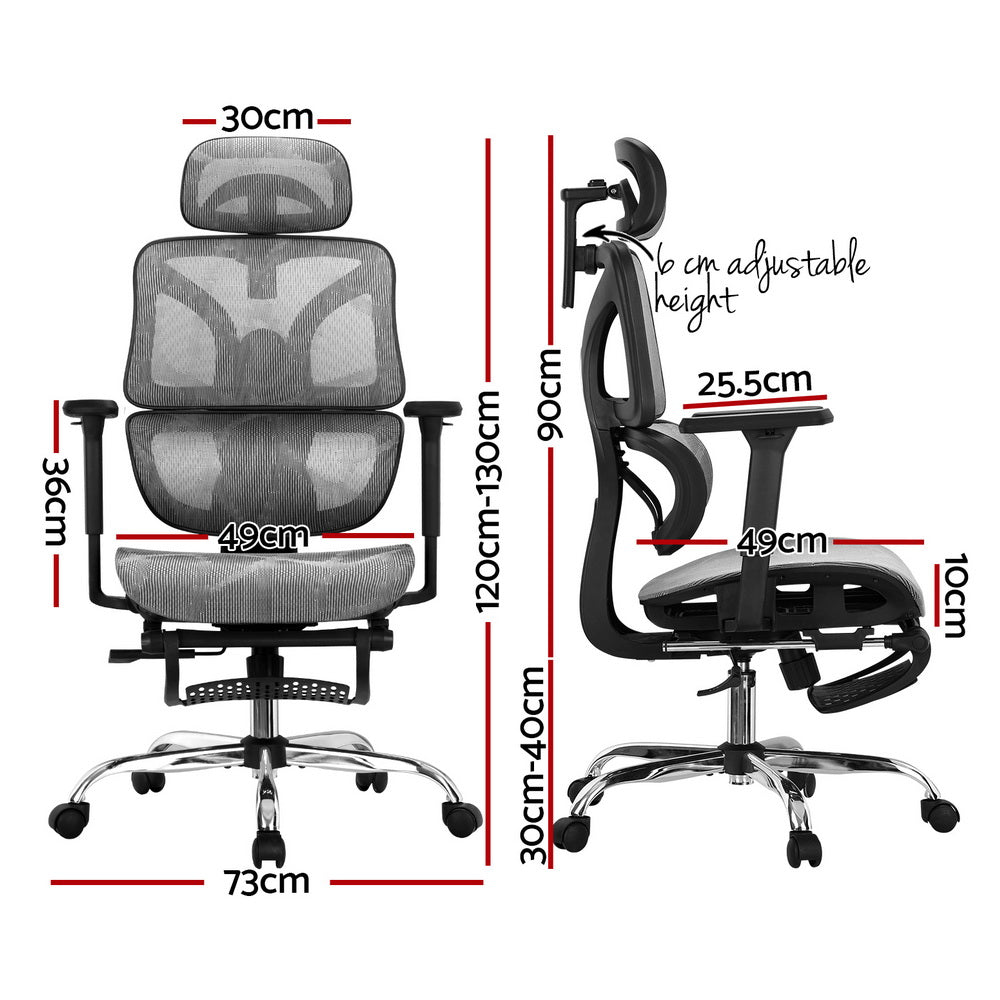 Artiss Ergonomic Office Chair Footrest Grey Artiss