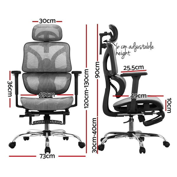 Artiss Ergonomic Office Chair Footrest Grey Artiss
