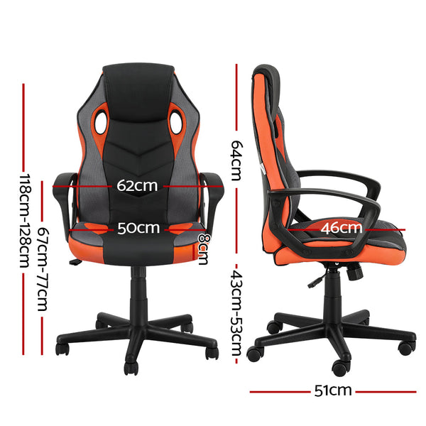 Artiss Gaming Office Chair Computer Executive Racing Chairs High Back Orange Artiss