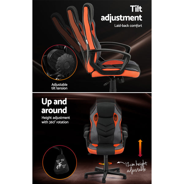 Artiss Gaming Office Chair Computer Executive Racing Chairs High Back Orange Artiss