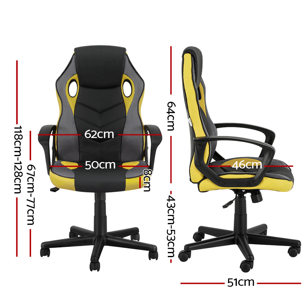 Artiss Gaming Office Chair Computer Executive Racing Chairs High Back Yellow Artiss