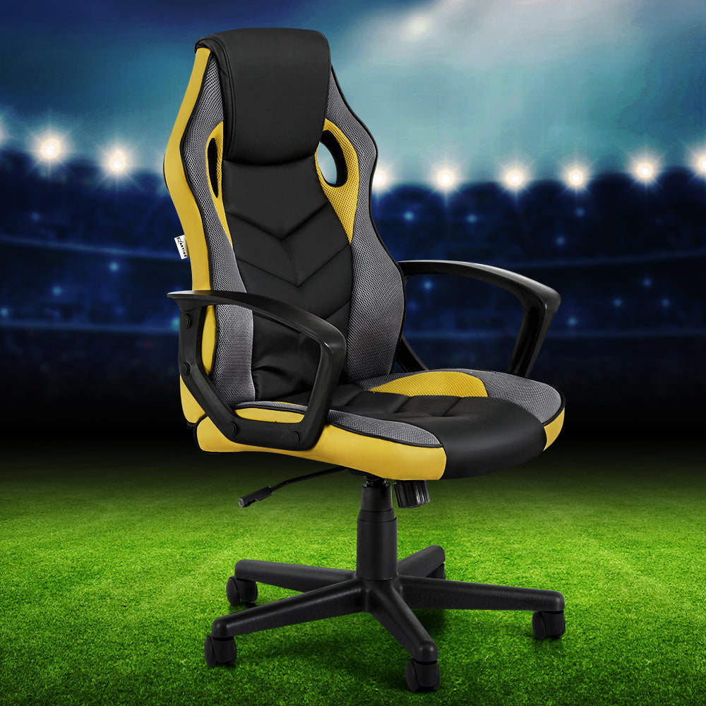 Artiss Gaming Office Chair Computer Executive Racing Chairs High Back Yellow Artiss