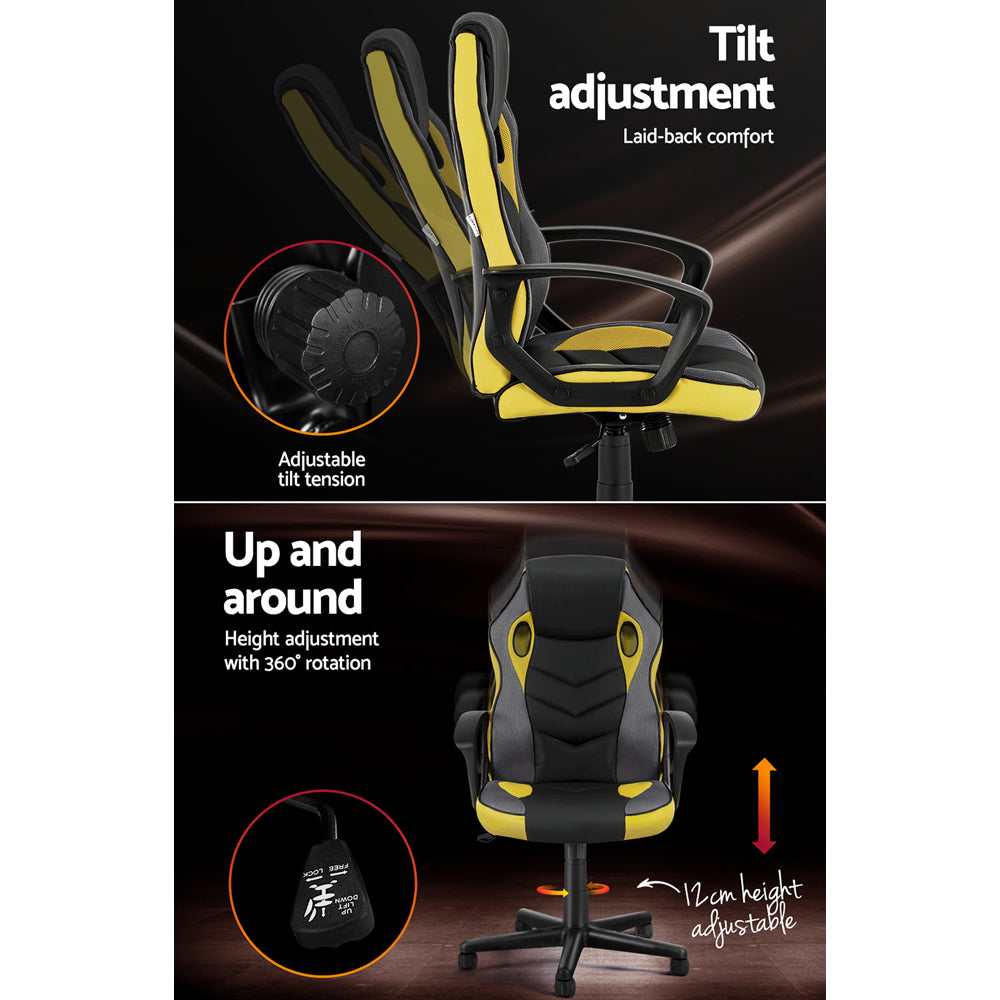 Artiss Gaming Office Chair Computer Executive Racing Chairs High Back Yellow Artiss