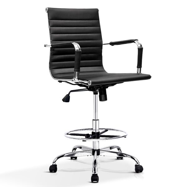 Artiss Office Chair Veer Drafting Stool Mesh Black freeshipping - Awezingly