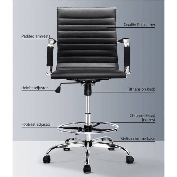 Artiss Office Chair Veer Drafting Stool Mesh Black freeshipping - Awezingly