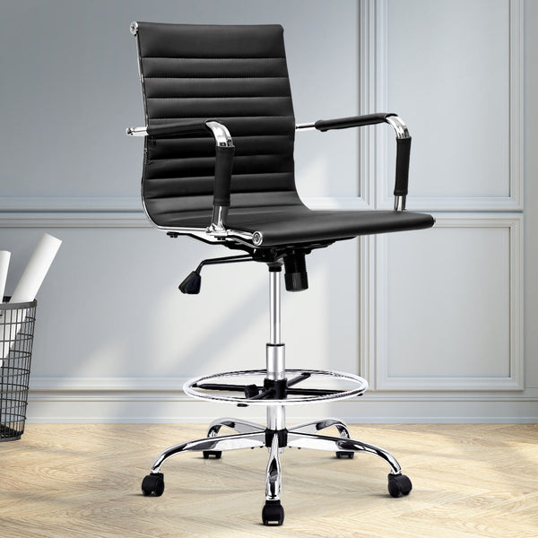 Artiss Office Chair Veer Drafting Stool Mesh Black freeshipping - Awezingly