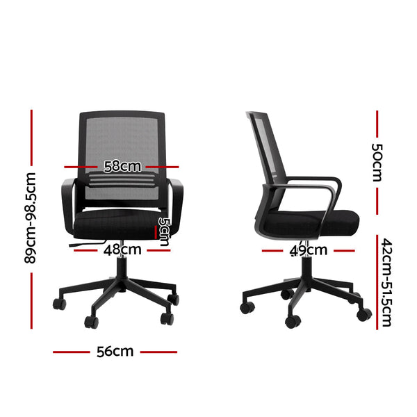 Artiss Mesh Office Chair Computer Gaming Desk Chairs Work Study Mid Back Black Artiss