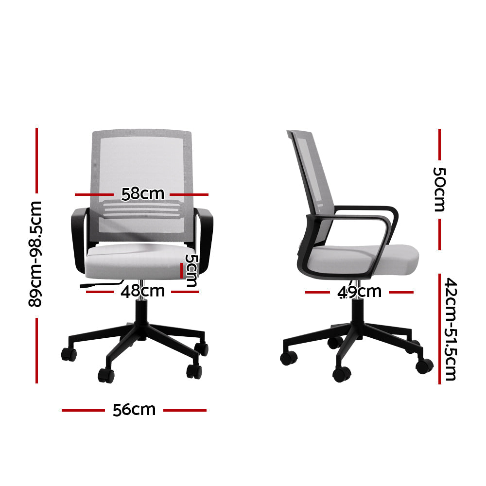 Artiss Mesh Office Chair Computer Gaming Desk Chairs Work Study Mid Back Grey Artiss