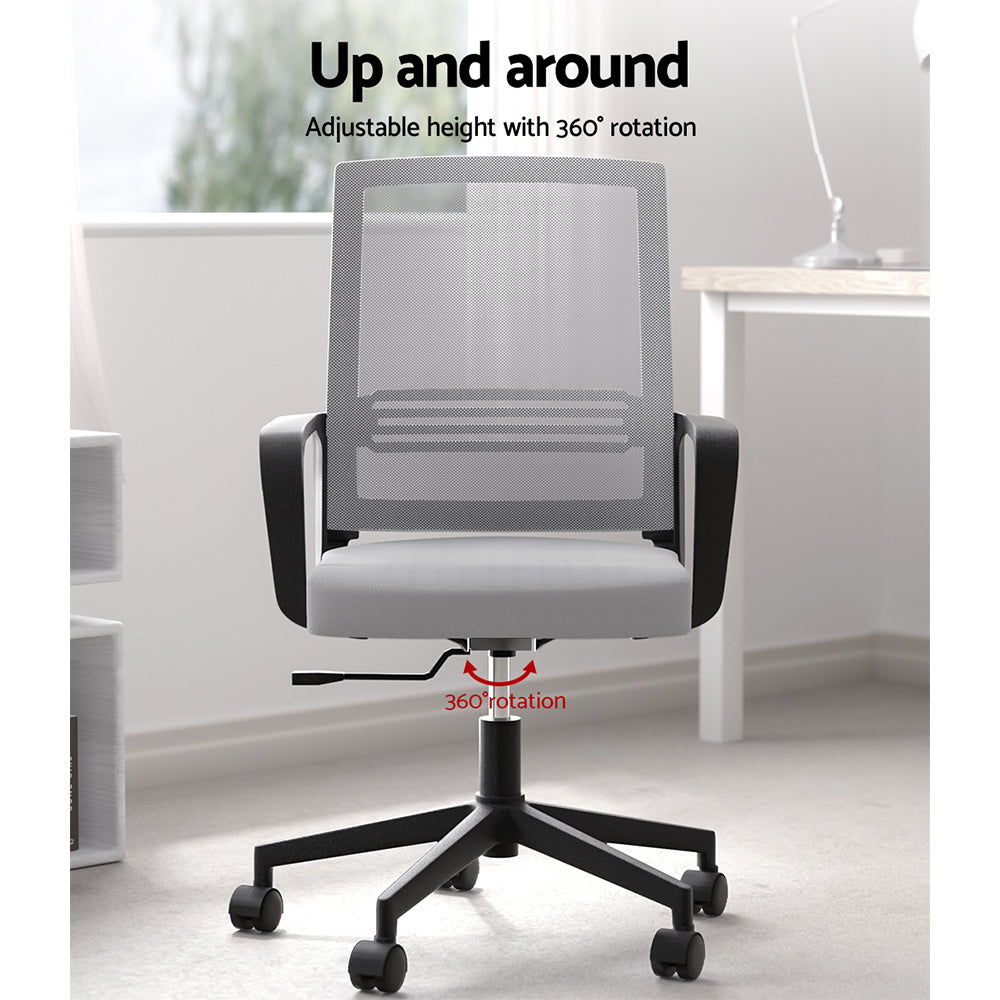 Artiss Mesh Office Chair Computer Gaming Desk Chairs Work Study Mid Back Grey Artiss