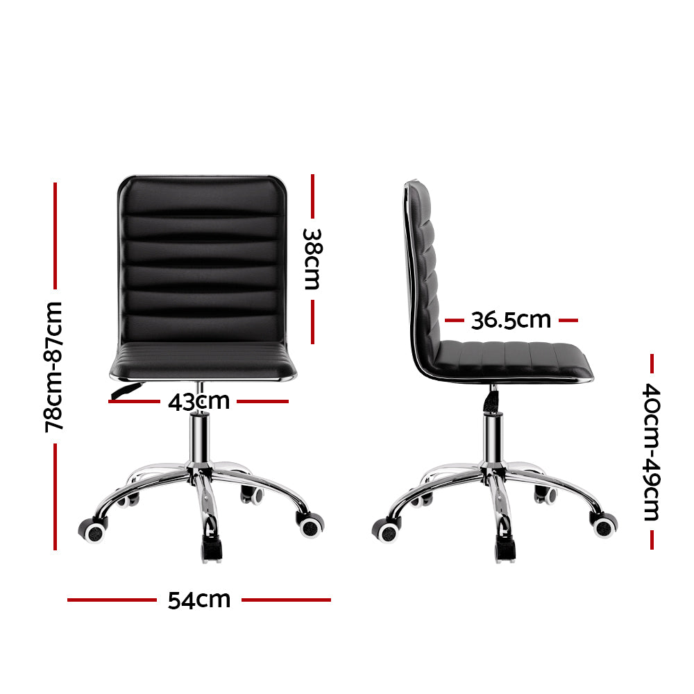 Artiss Office Chair Computer Desk Gaming Chairs PU Leather Low Back Black Artiss