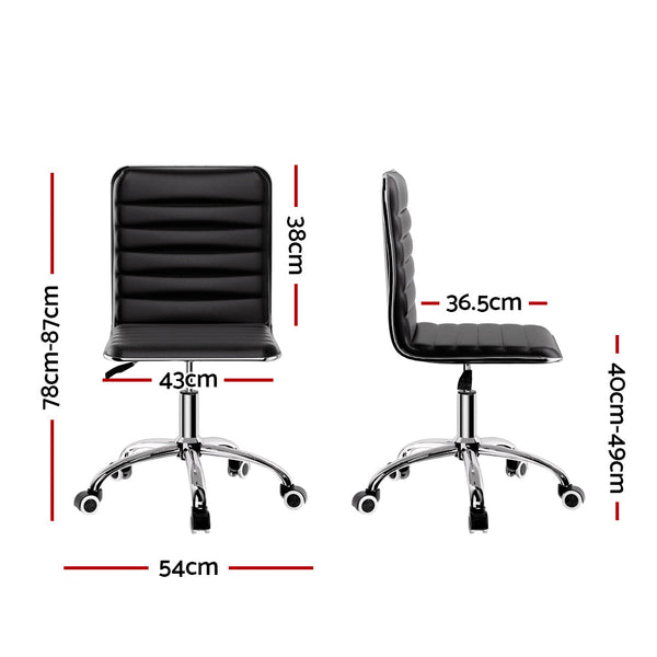 Artiss Office Chair Computer Desk Gaming Chairs PU Leather Low Back Black Artiss